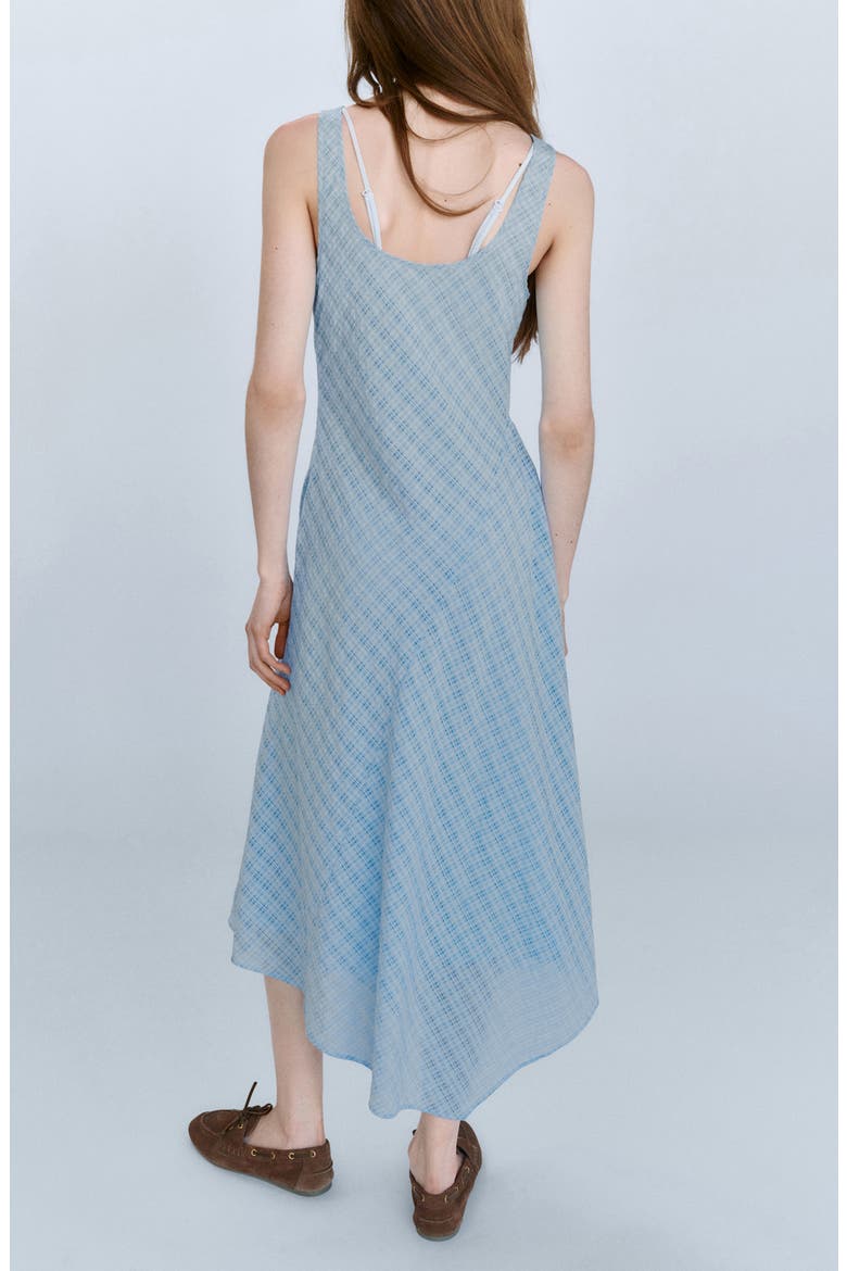 Checked Asymmetrical Midi Dress, Alternate, color, SKY BLUE