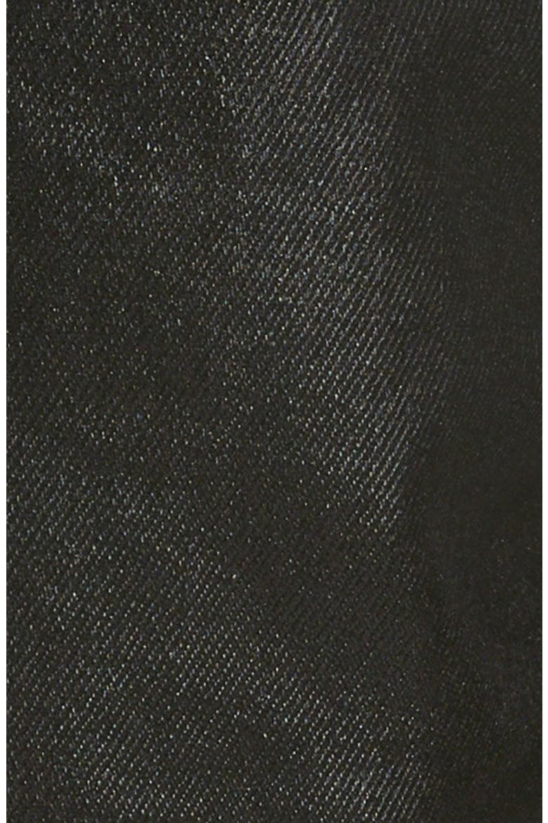 Coated Low Rise Flare Cuff Bootcut Jeans, Alternate, color, NOIR