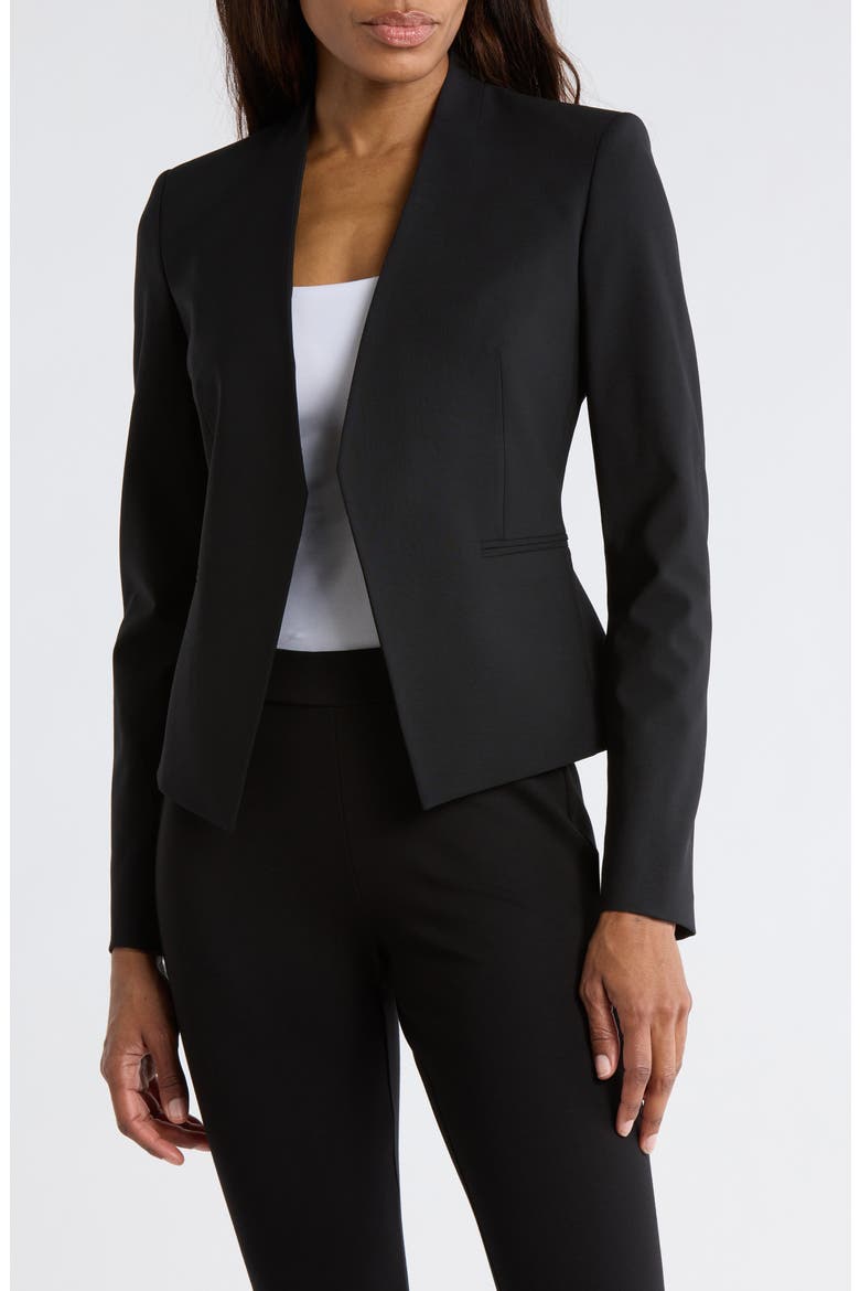 Lanai Open Front Stretch Wool Blazer, Main, color, BLACK