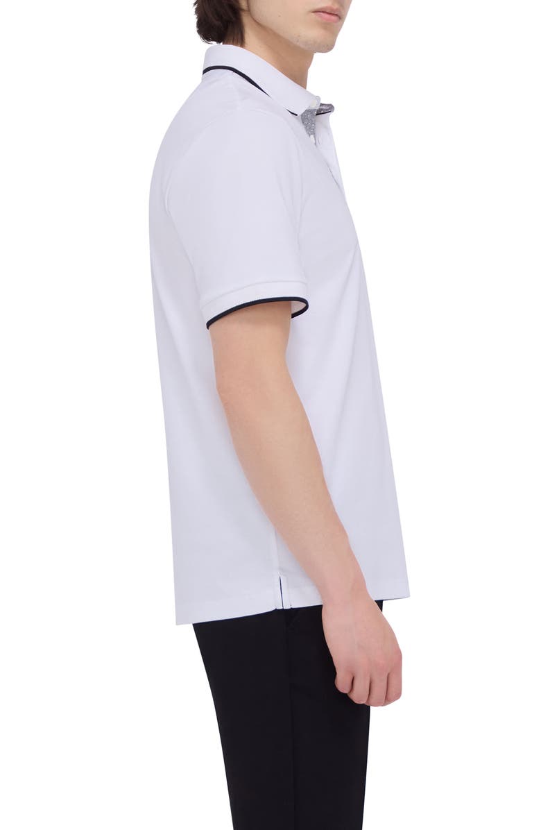 Bugatchi Tipped Contrast Collar Polo, Alternate, color, White