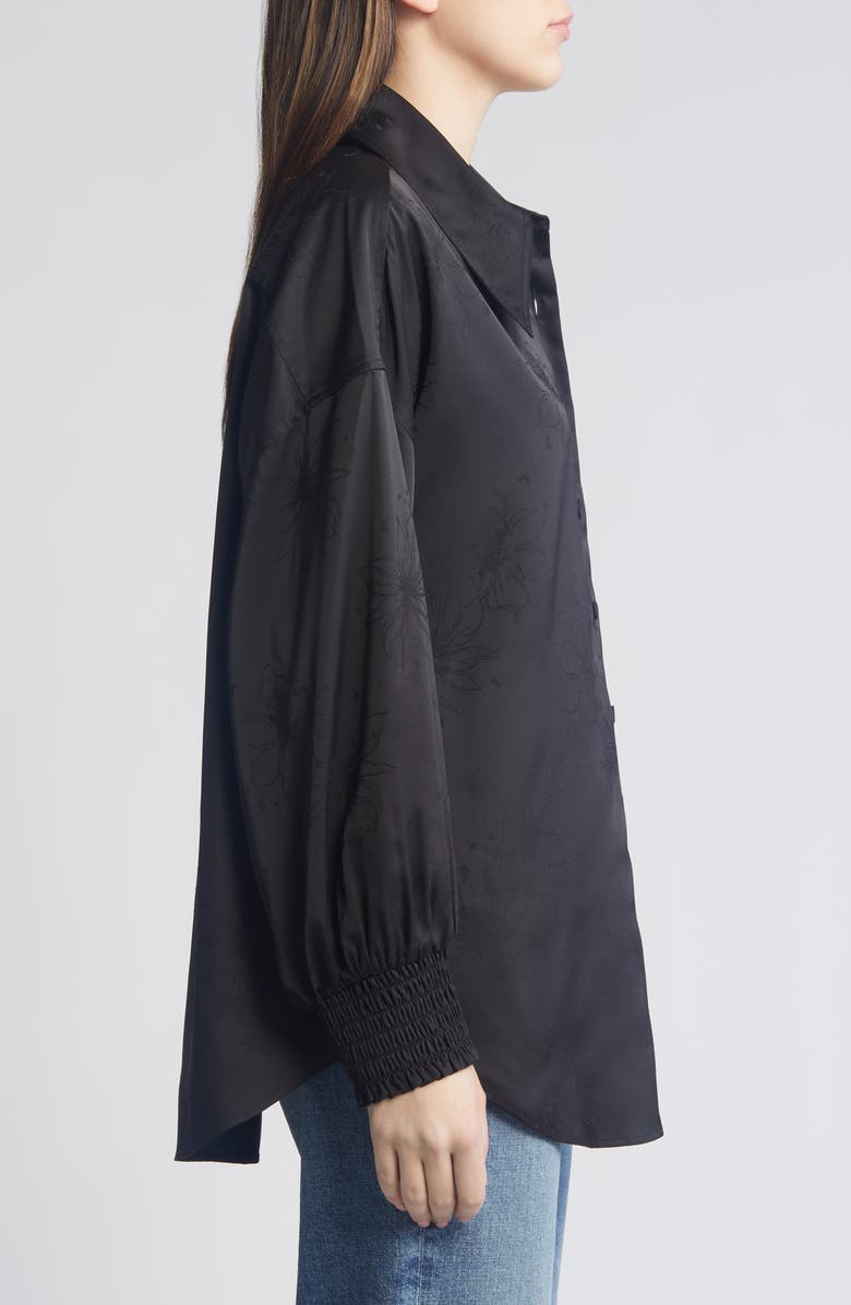 AllSaints Charli Floral Jacquard Long Sleeve Button-Up Shirt, Alternate, color,