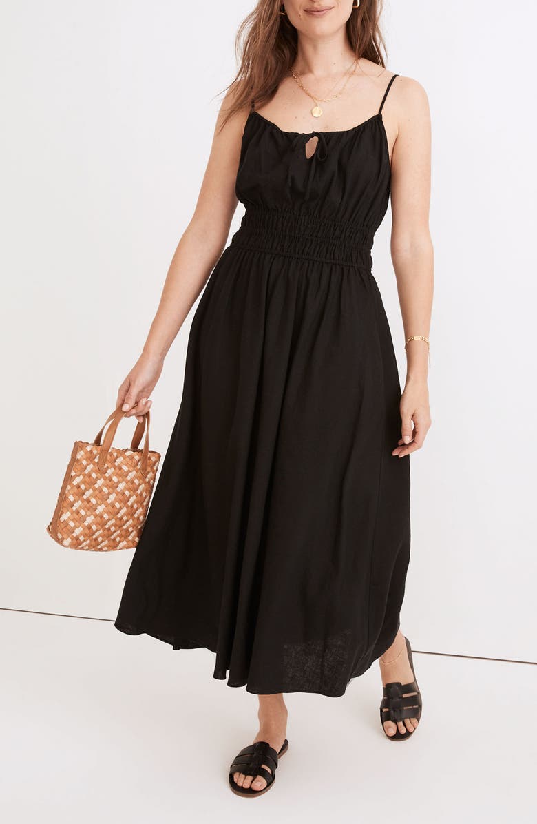 Madewell Hartford Shirred Waist Midi Dress, Alternate, color, 