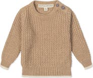 Hope & Henry Kids' Organic Long Sleeve Crewneck Sweater with Buttons