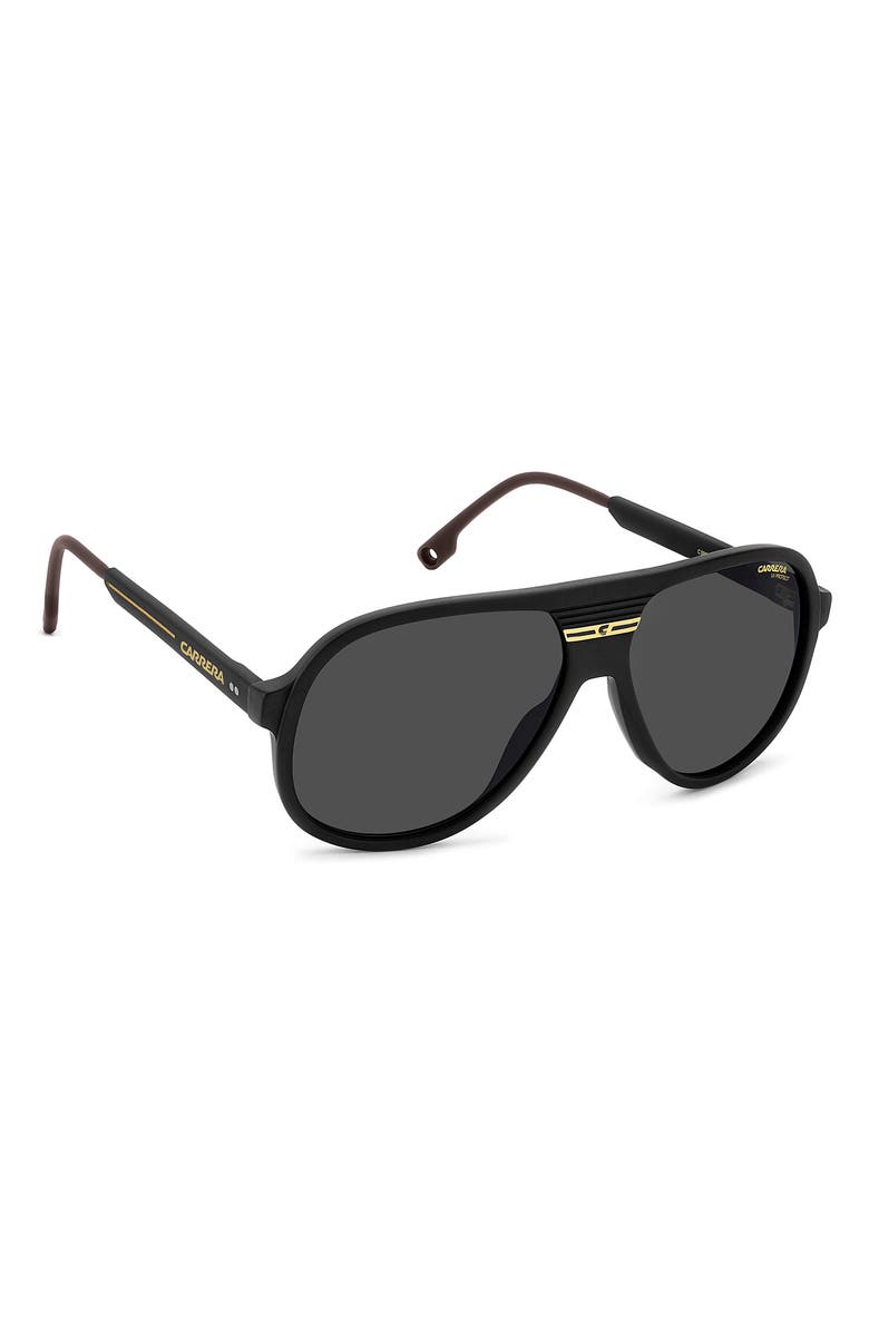 Carrera Eyewear Sport 59mm Pilot Sunglasses, Alternate, color, Matte Black Gold/ Grey