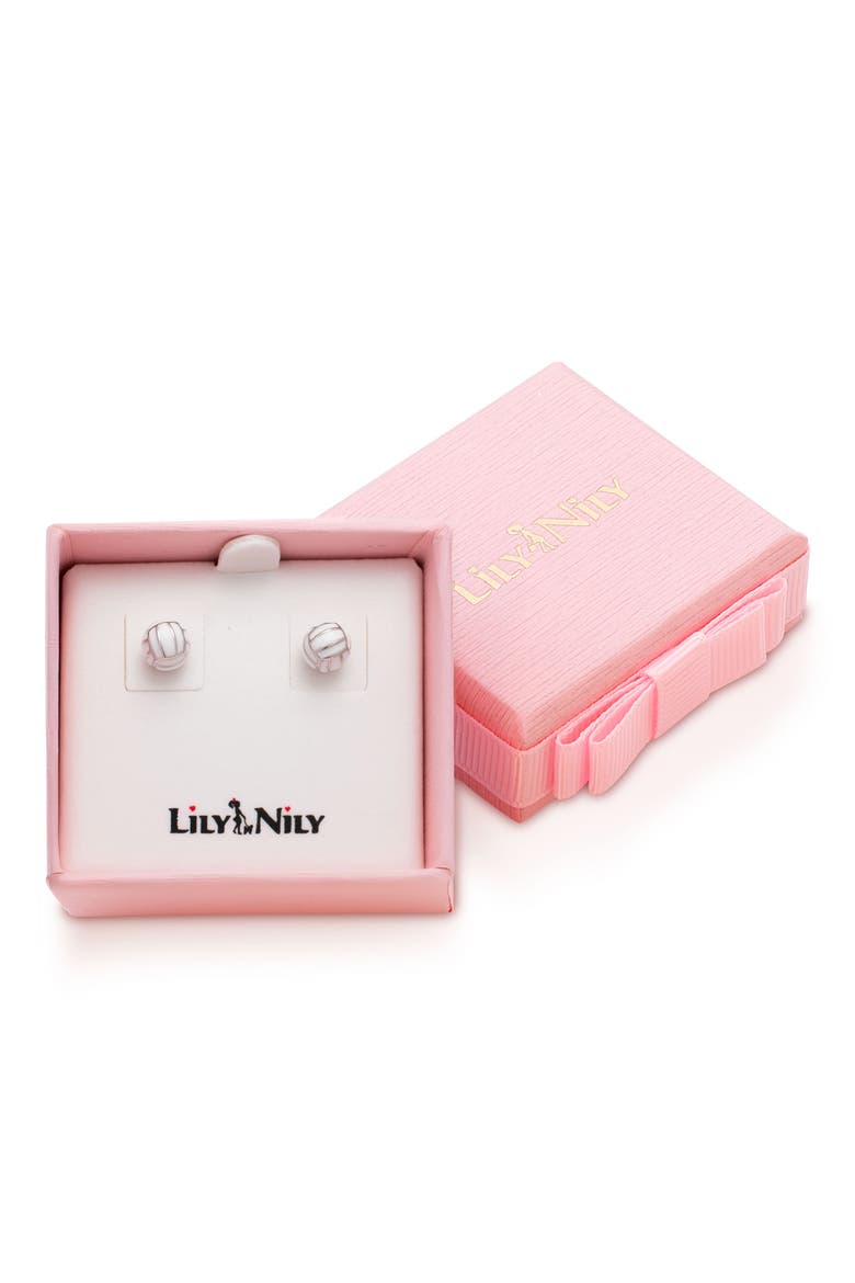 Kids' 3D Volleyball Stud Earrings, Alternate, color, SILVER