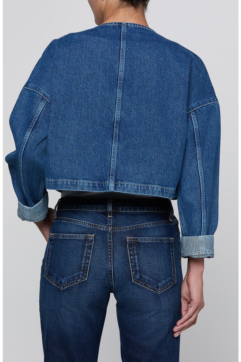 Verona Collarless Cropped Denim Jacket, Alternate, color, GOLETA