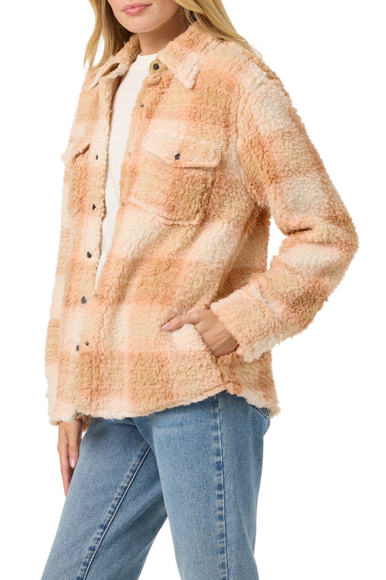 Zuma High Pile Plaid Shirt Jacket, Alternate, color, PEACH LIGHT