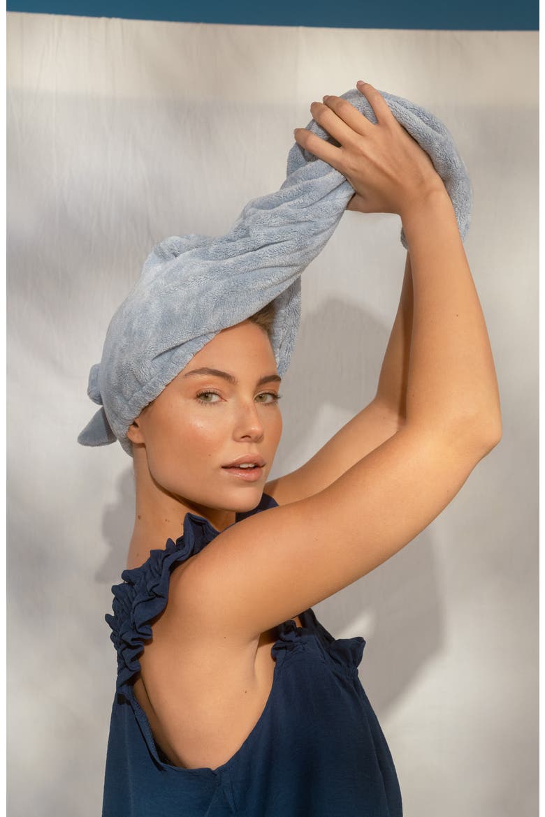 Plush Microfiber Hair Towel, Alternate, color, COASTAL BLUE