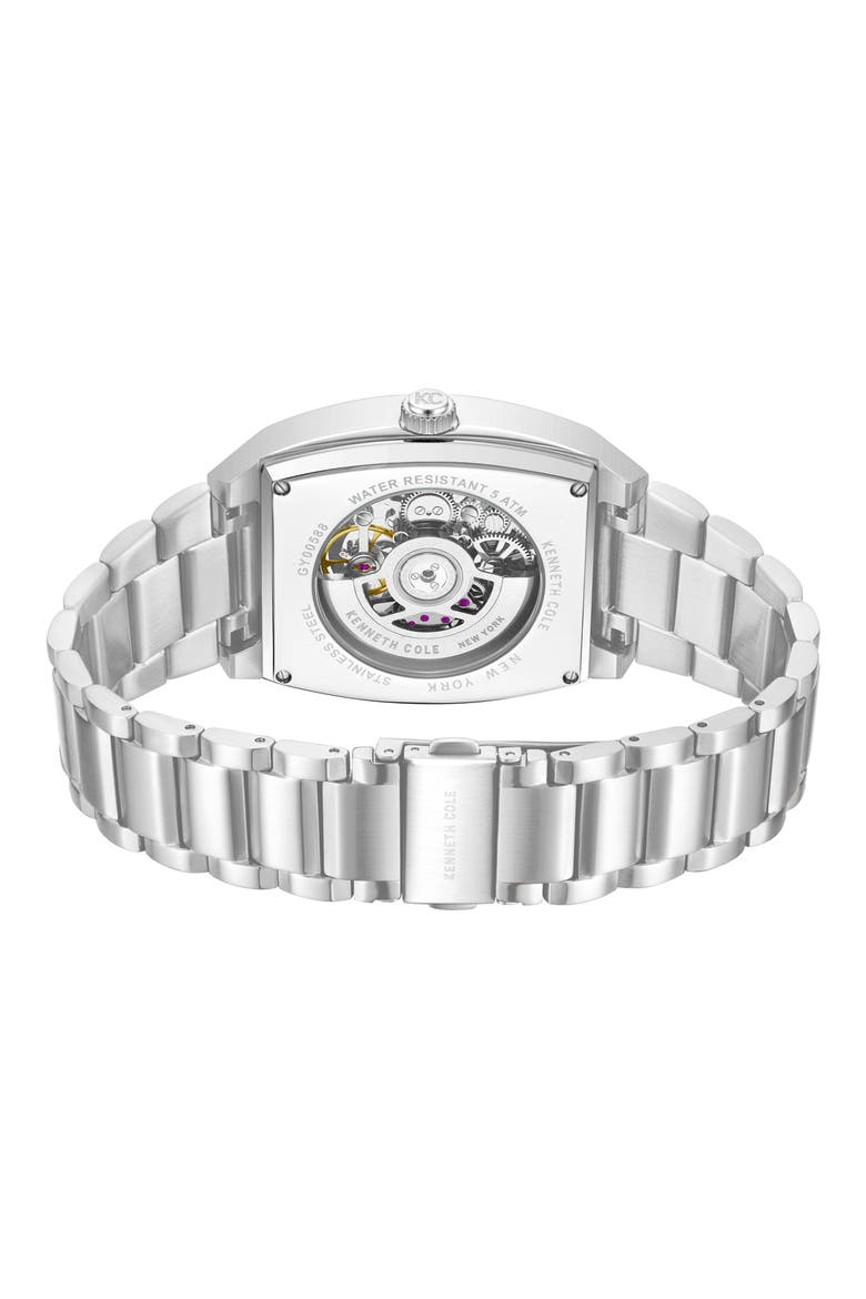 The Milford Tonneau Open Heart Automatic Bracelet Watch, 40mm x 52.5mm, Alternate, color, SILVER
