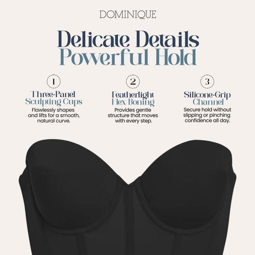 Dominique Intimates Brie Backless Strapless Ultra Low Back Bustier Bra In Black