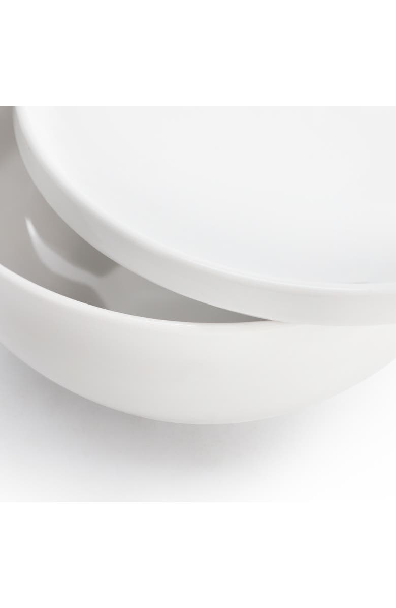 Gibson Home Great Essentials 2 Piece 7.8 Inch Ceramic Serving Bowl with Dual Purpose Lid, Alternate, color, White