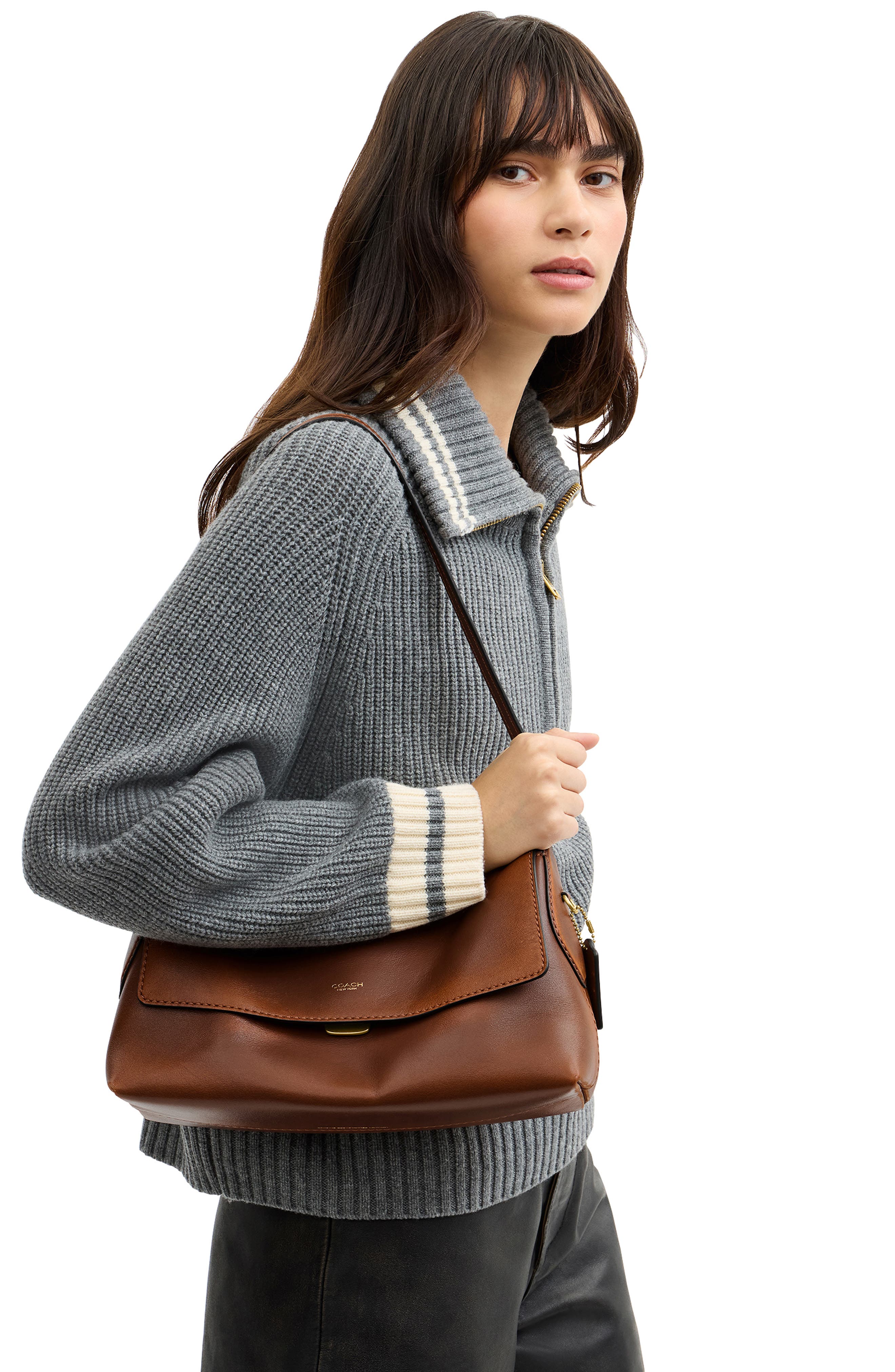 Loved Leather Chelsea Shoulder Bag, Alternate, color, BROWN