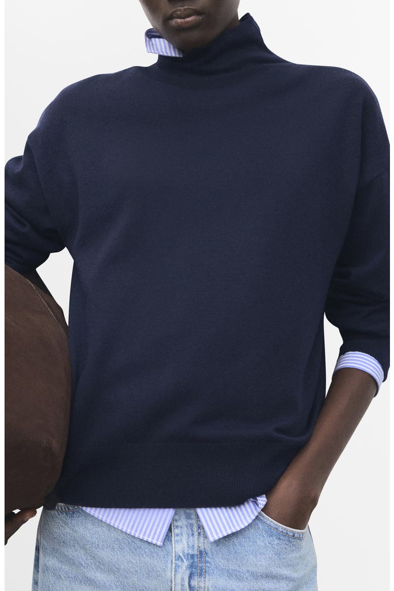 Draped Turtleneck Sweater, Main, color, NAVY