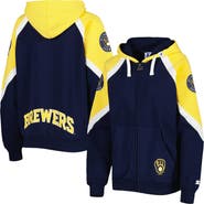 STARTER Women's Starter Navy/Gold Milwaukee Brewers Hail Mary Full-Zip Hoodie