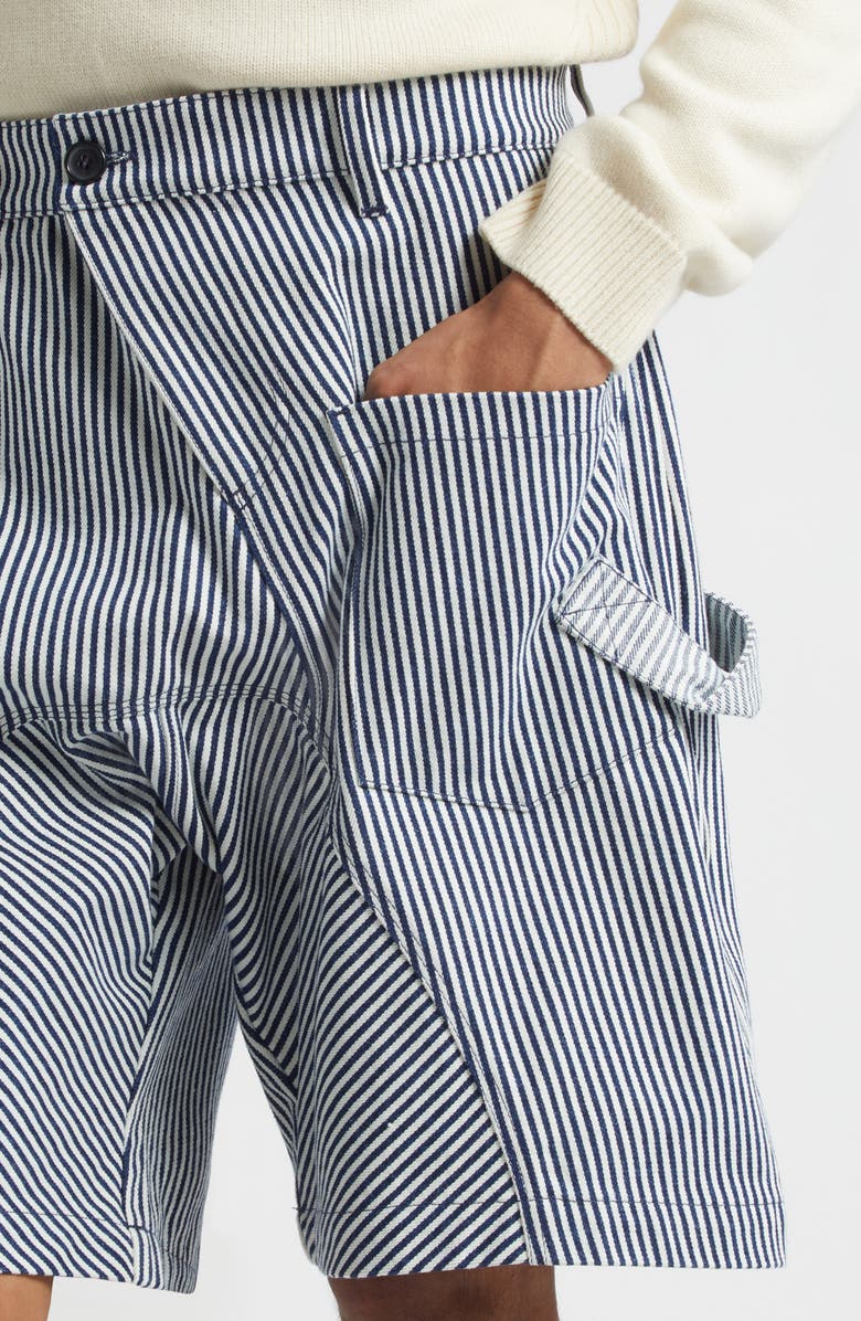 JW Anderson Twisted Workwear Stripe Shorts, Alternate, color, Off White/ Navy
