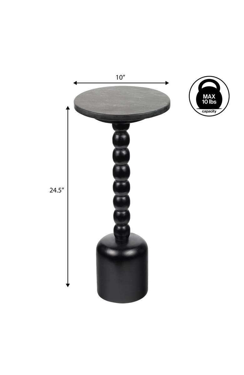 JONATHAN Y Turner 24.5" Designer Cottage Spindle Wood Column Drink Table and Decorative End Table with Marble Round Top, Alternate, color, Black