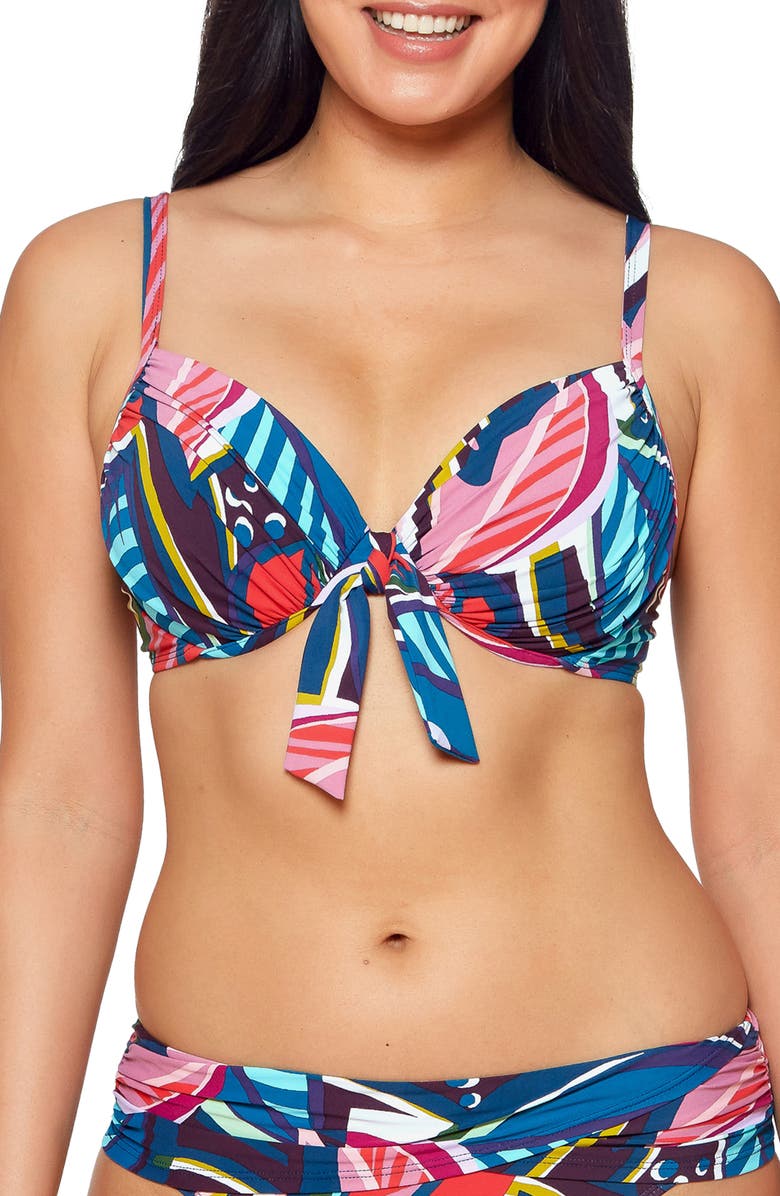BLEU by Rod Beattie Absolutely Fabulous Tie Front Underwire Bikini Top, Main, color,