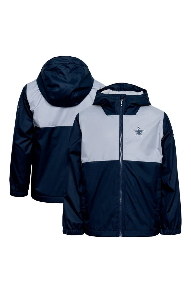 Columbia Youth Columbia Navy Dallas Cowboys Rainy Fields Lined Omni-Tech<sup>™</sup> Full-Zip Hoodie Jacket, Main, color, Navy