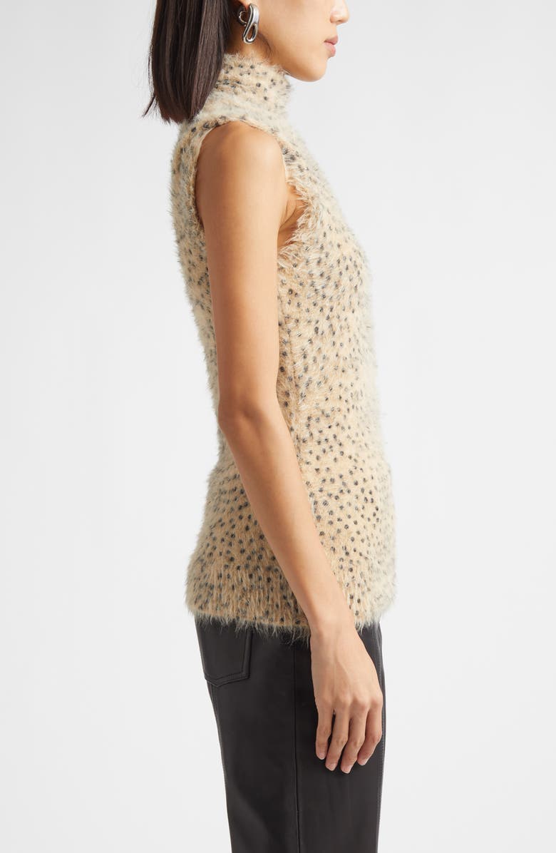 Rabanne Sleeveless Brushed Knit Turtleneck Sweater, Alternate, color, Beige/ Polka Dots