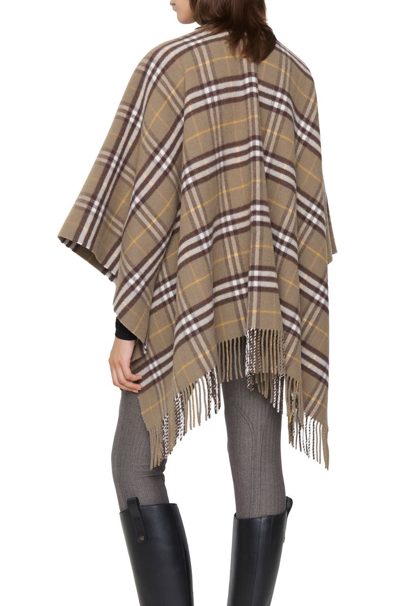 Burberry Check Double Face Wool & Cashmere Cape, Alternate, color, Vole