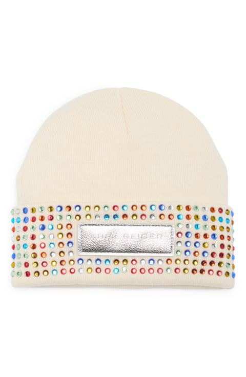 Logo Patch Crystal Cuff Beanie