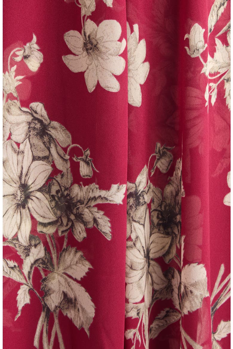 Floral Ruffle Chiffon Midi Dress, Alternate, color, BERRYWINE/ GARDENIA
