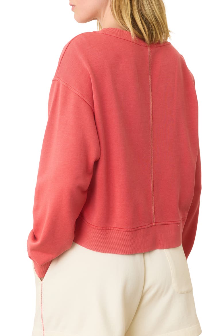 French Terry V-Neck Sweatshirt, Alternate, color, CORAL