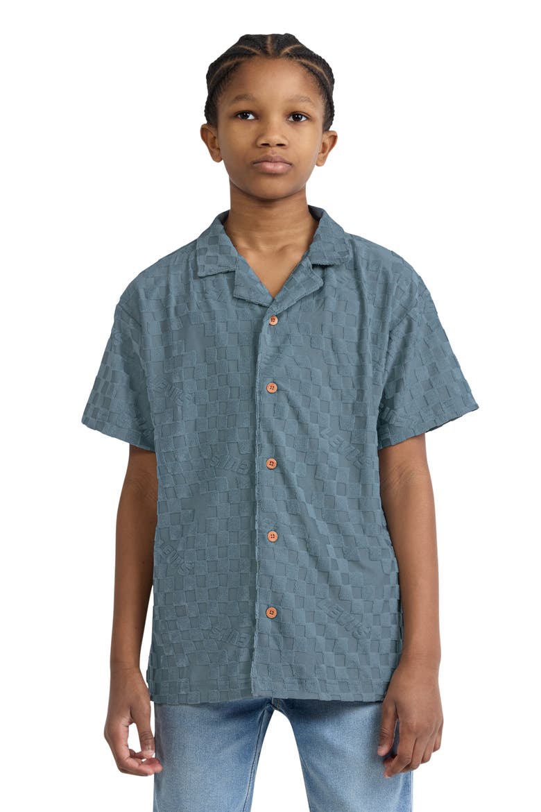 Kids' Check Jacquard Camp Shirt, Alternate, color, LEAD