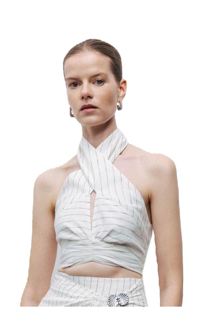 Nocturne Halter Neck Blouse with Tie Detail, Main, color, 