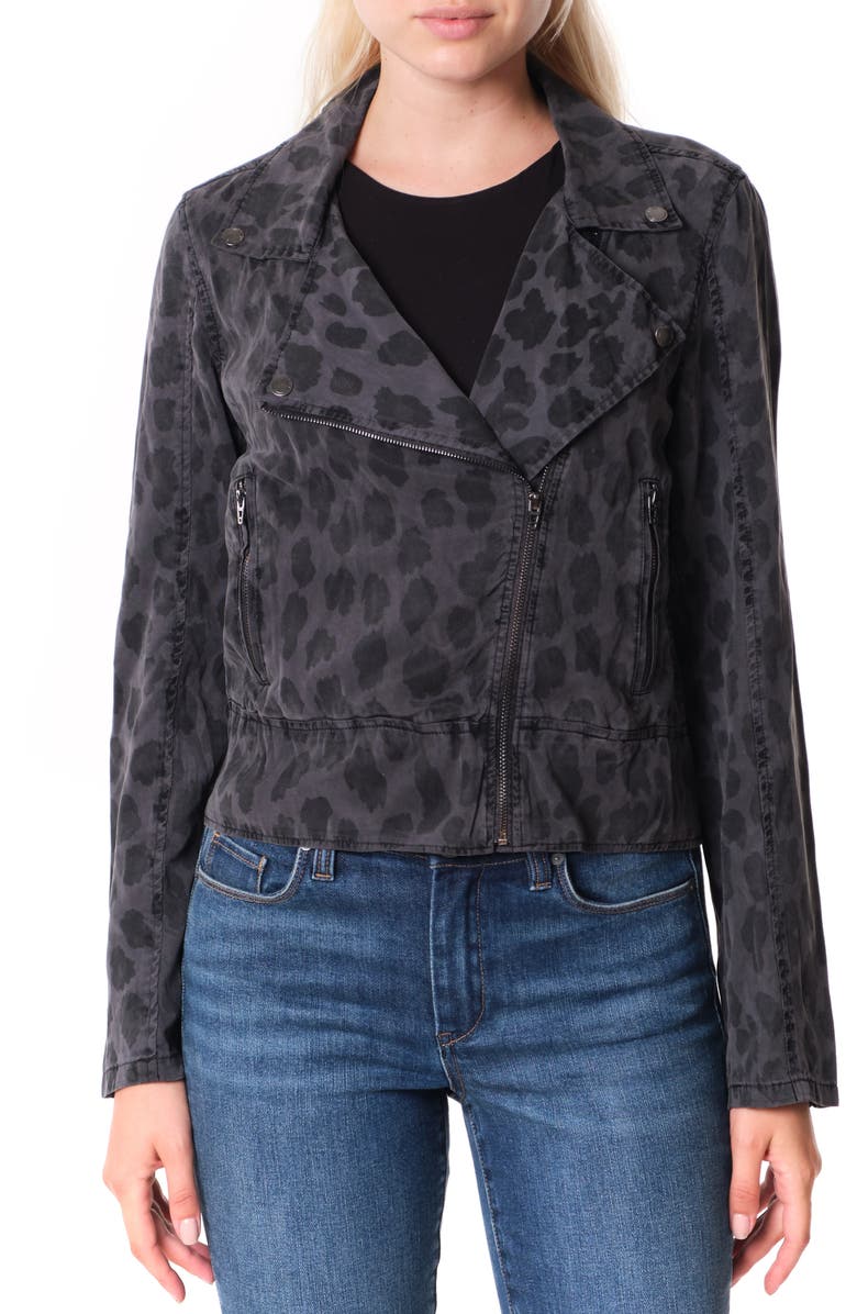BLANKNYC Leopard Print Moto Jacket, Main, color, 