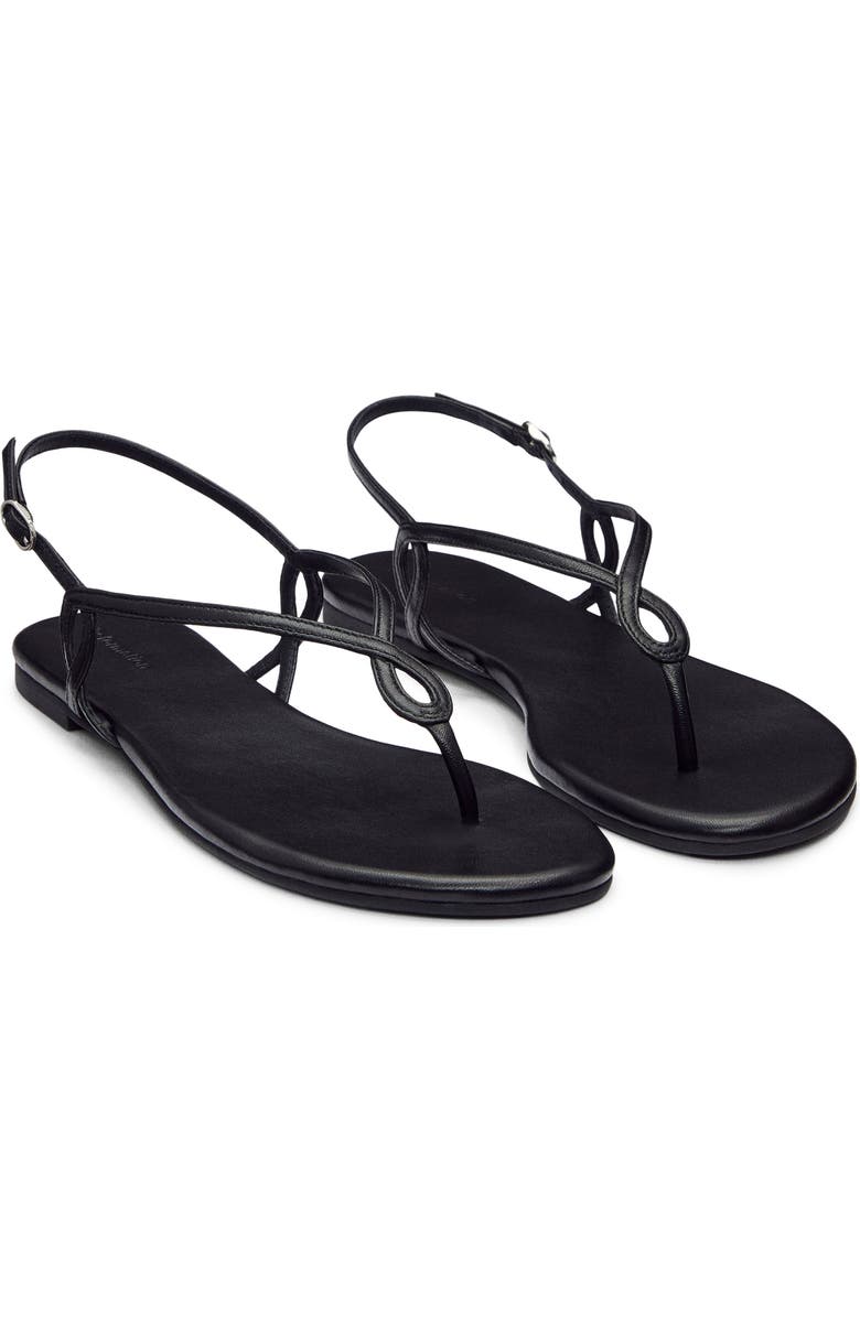 Reformation Luna Flat Sandal, Main, color, Black Leather