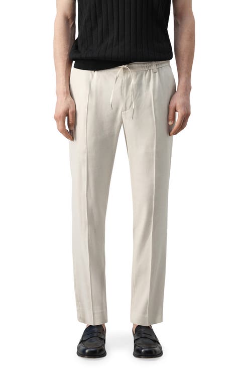 Slim Fit Drawstring Linen Blend Pants