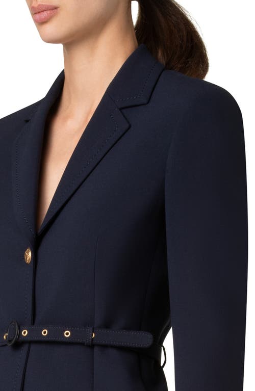 Akris Punto Pebble Crepe Belted Jacket In Navy