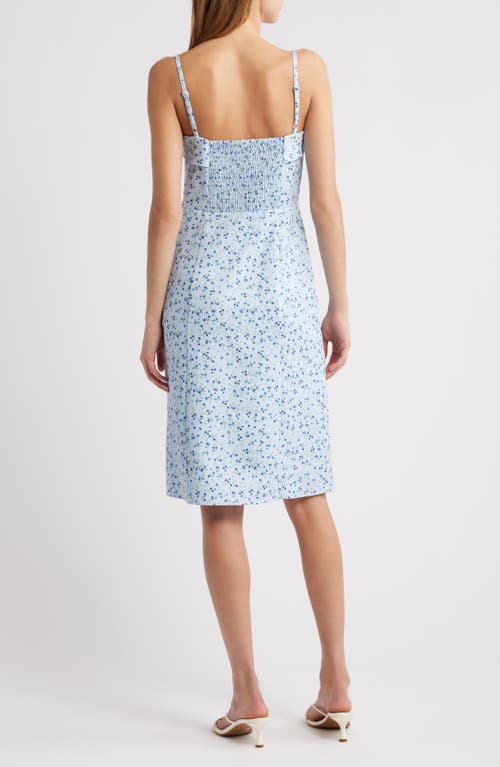 French Connection Echo Crepe Strappy Midi Dress In Icy Blue Multi In Icy Blue Multi