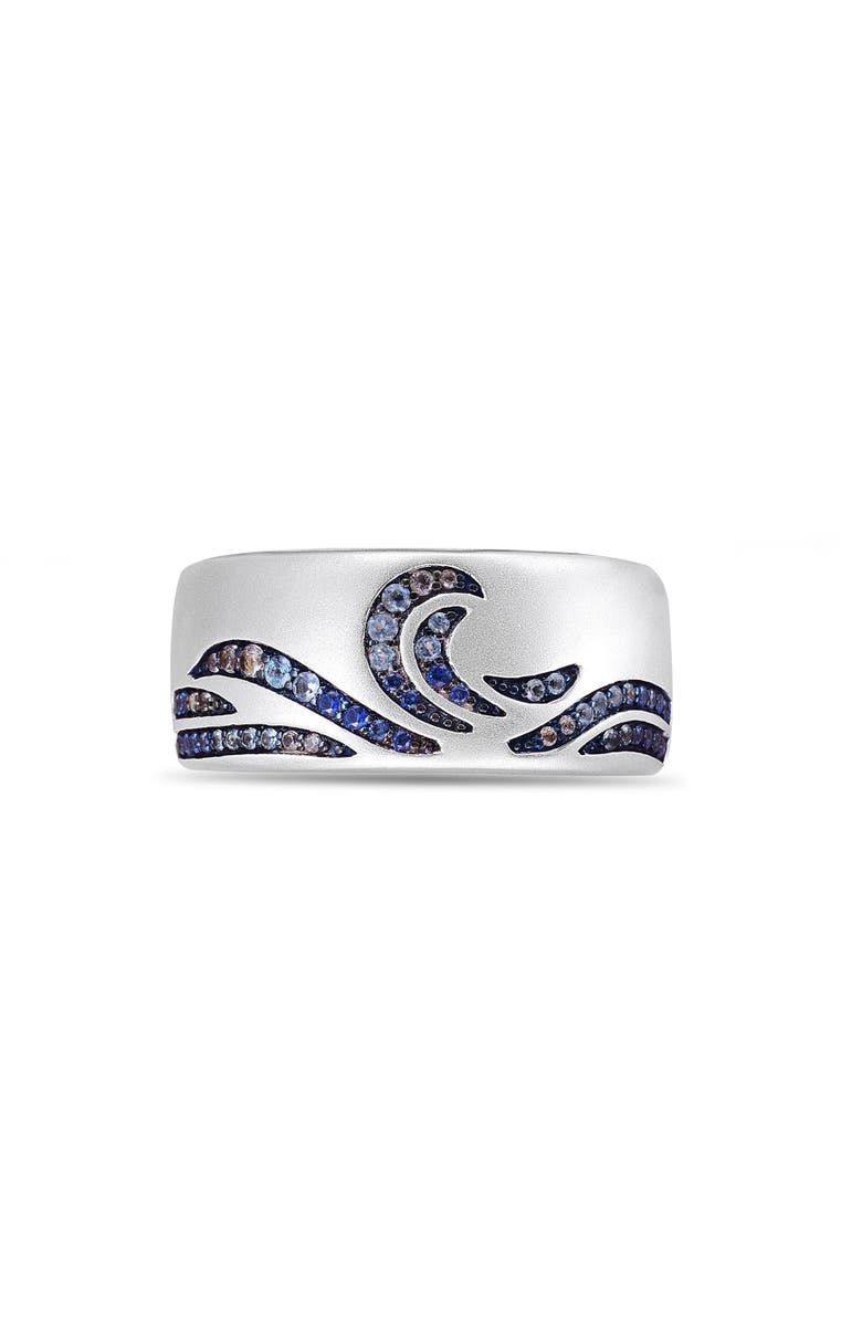 LuvMyJewelry Surf Up Sterling Sapphire & Topaz Silver Band Men Ring, Main, color, Silver