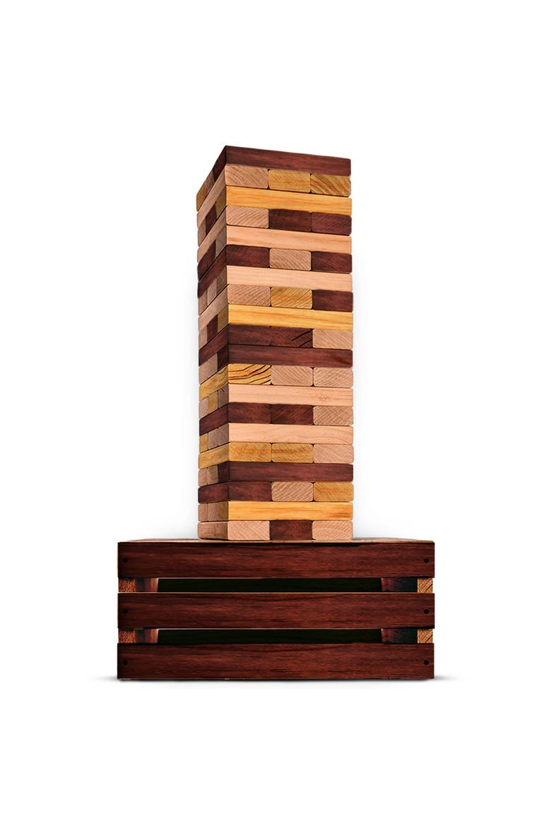 Reclaimed Wood Giant Tower Game, Main, color, Brown