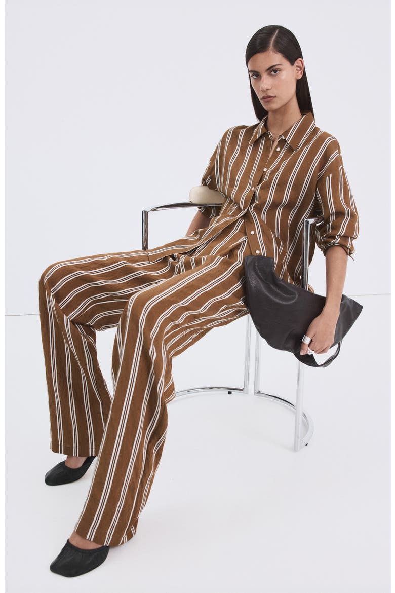 Pantalon Salsi Stripe Straight Leg Pants, Alternate, color, BROWN