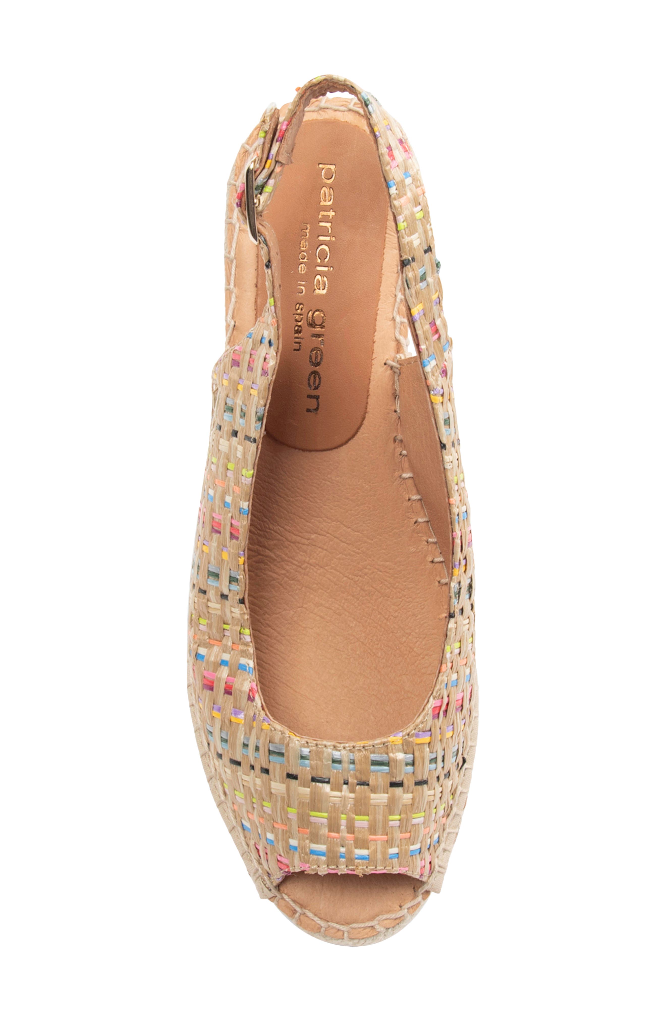 Peyton Slingback Espadrille Peep Toe Platform Wedge Sandal, Alternate, color, RAFFIA RAINBOW