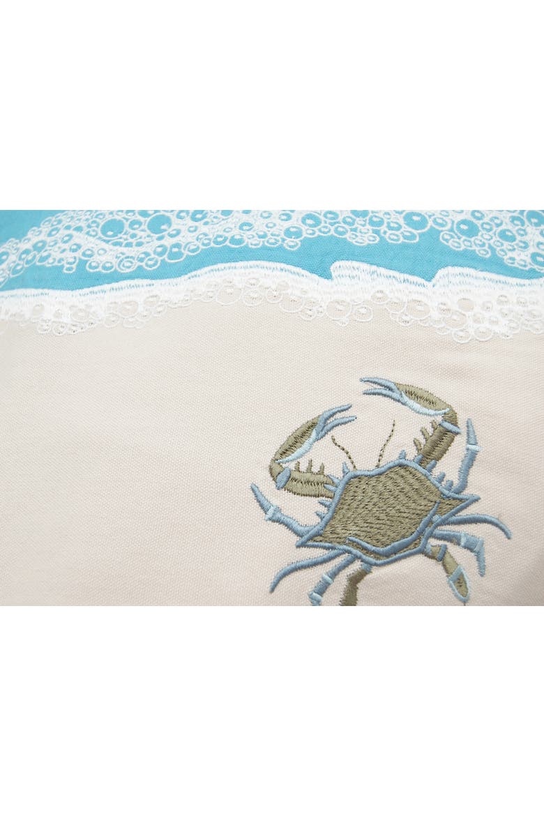 Crab with Waves Indoor Cotton Lumbar Accent Throw Pillow Decor, Alternate, color, Blue