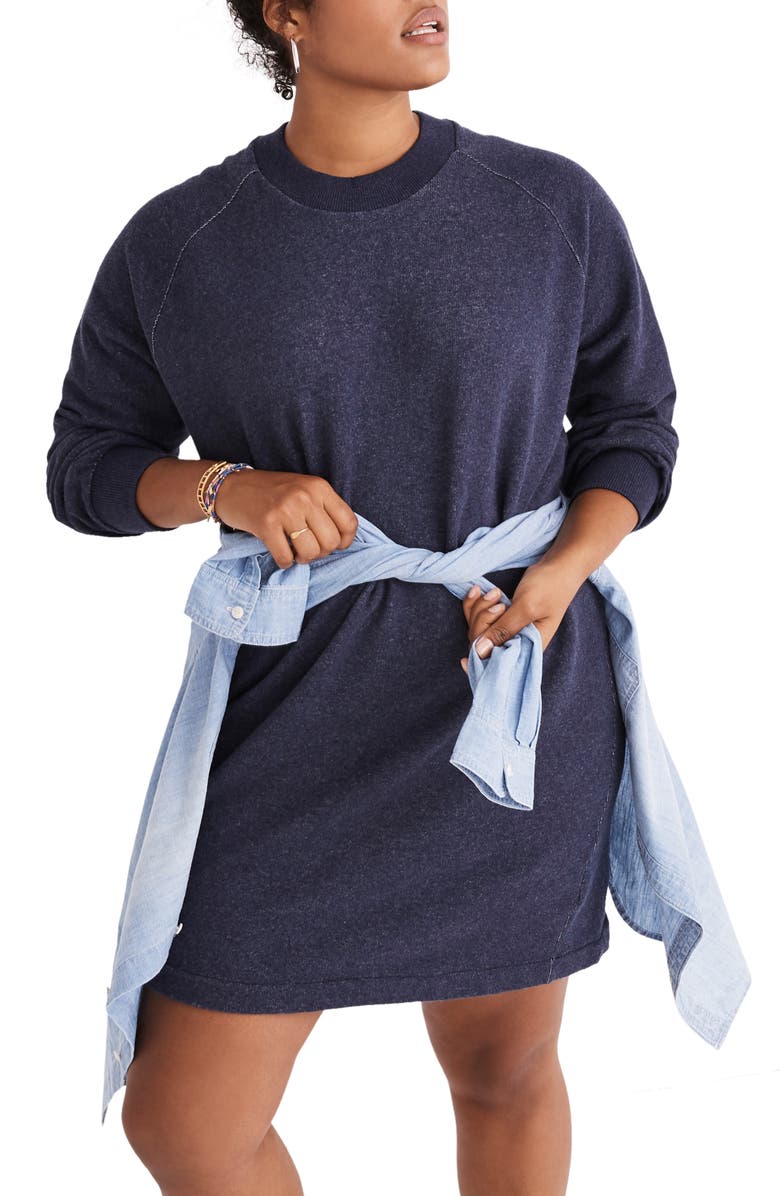 Madewell Bubble Sleeve Sweatshirt Dress, Alternate, color, 