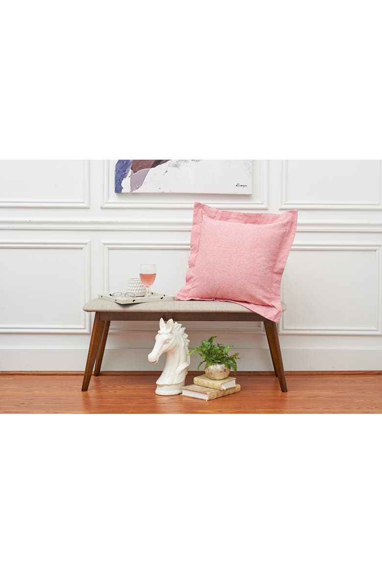 Signature Hemstitch Cotton Chambray Accent Throw Pillow 20" x 20", Alternate, color, Red