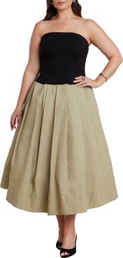 ELOQUII Strapless Combo Dress