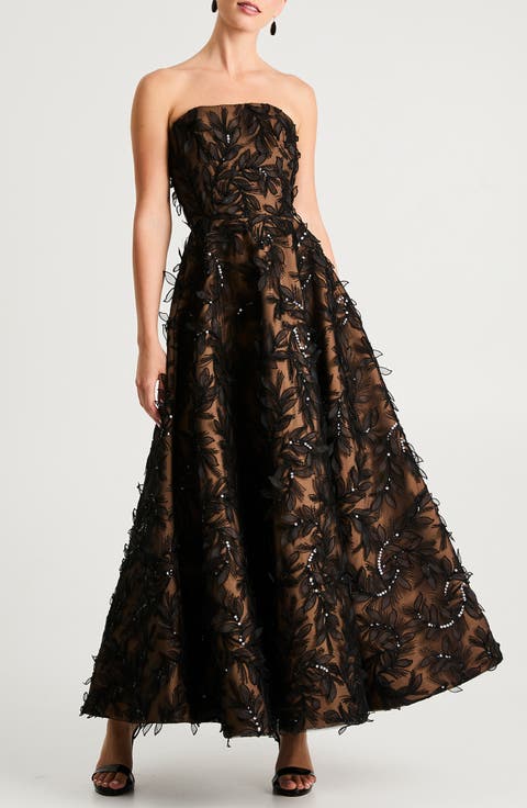 Celine Sequin 3D Floral Gown