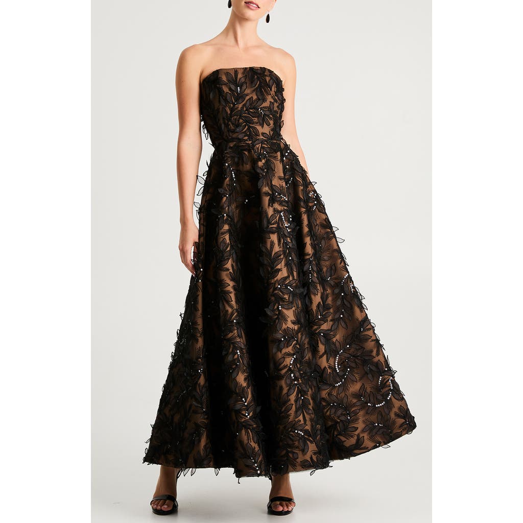 Helsi Celine Sequin 3d Floral Gown In Brown