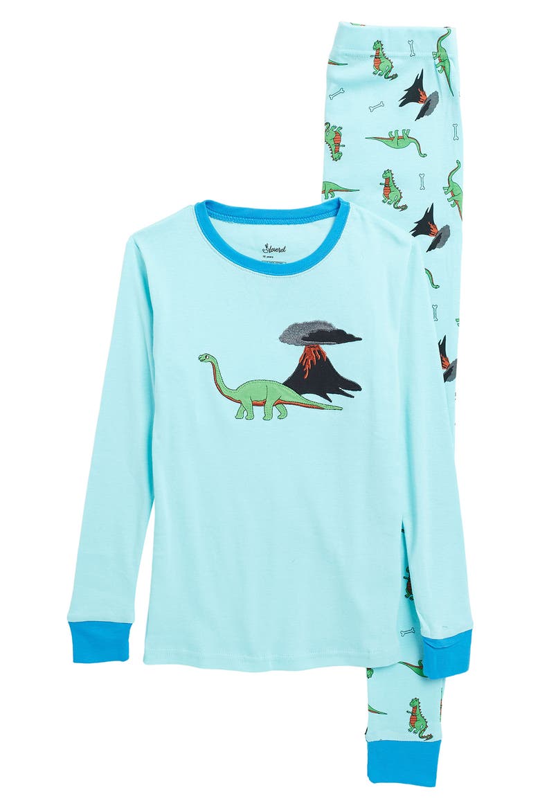Kids Two-Piece Cotton Printed Matching Family Pajamas, Coordinated Prints, Main, color, DINOSAUR BLUE
