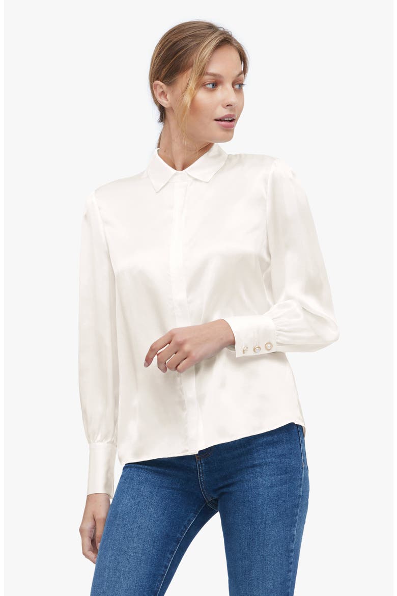 Vintage Bow Tie Silk Blouse, Alternate, color, Ivory