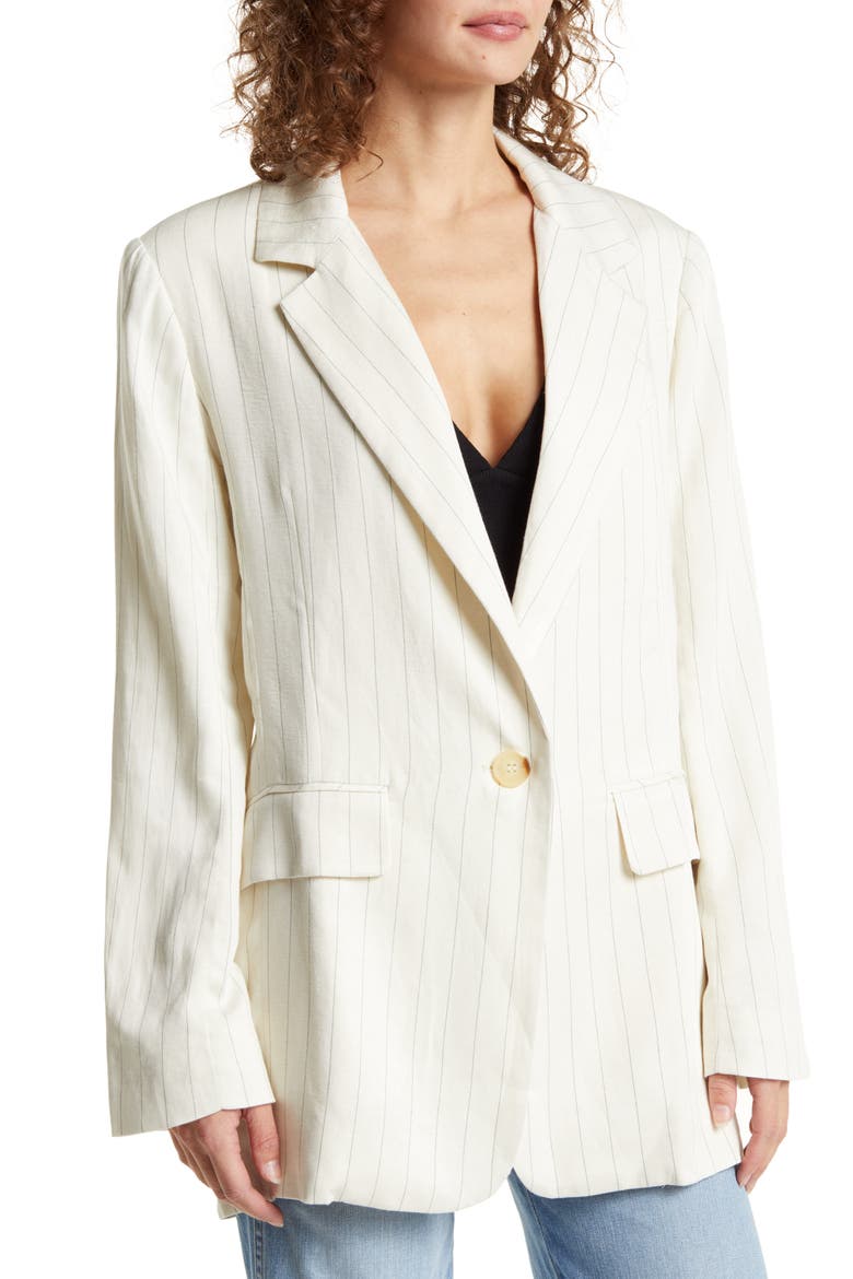 Crosby Pinstripe Menswear Blazer, Alternate, color, IVORY COMBO