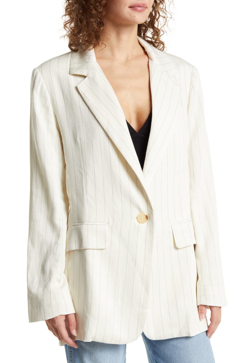 Free People Crosby Pinstripe Menswear Blazer, Alternate, color,