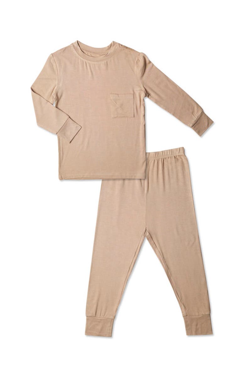 Everly Grey Emerson Fitted Long Sleeve 2-Piece Pajamas, Main, color, Latte