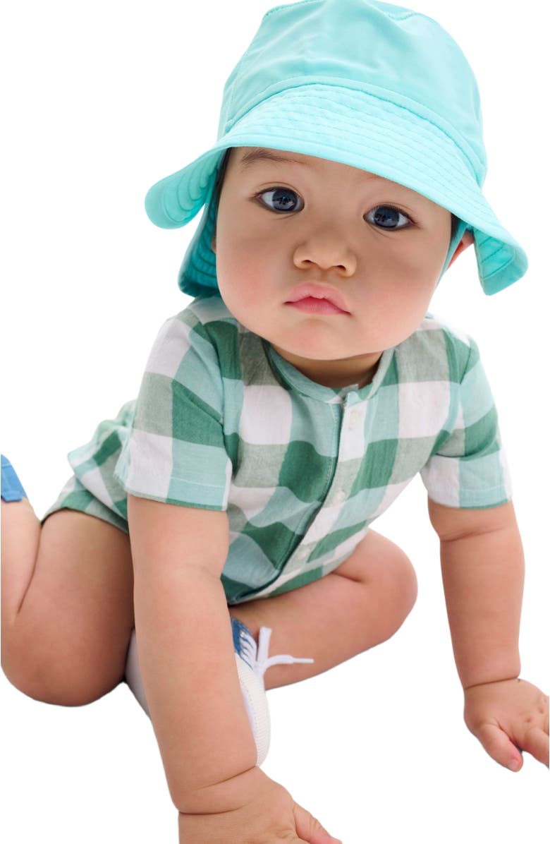 Primary Baby Henley Picnic Shortie In Gingham, Alternate, color, 